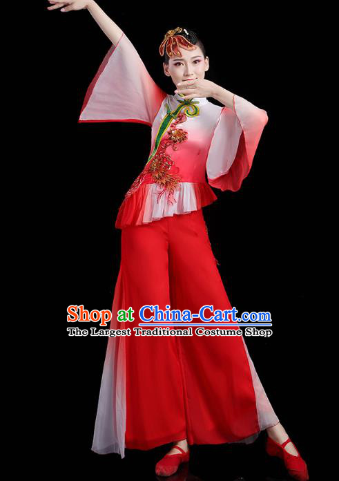 China Traditional Folk Dance Mandarin Sleeve Outfits Spring Festival Yangko Dance Performance Clothing
