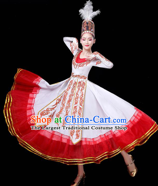 Chinese Xinjiang Ethnic Stage Performance Dress Traditional Uyghur Nationality Folk Dance Costumes