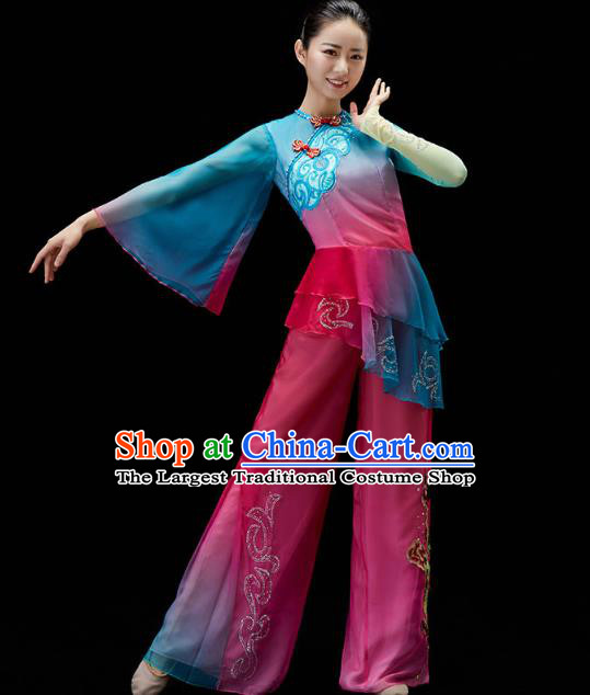 China Yangko Dance Clothing Traditional Folk Dance Umbrella Dance Performance Outfits