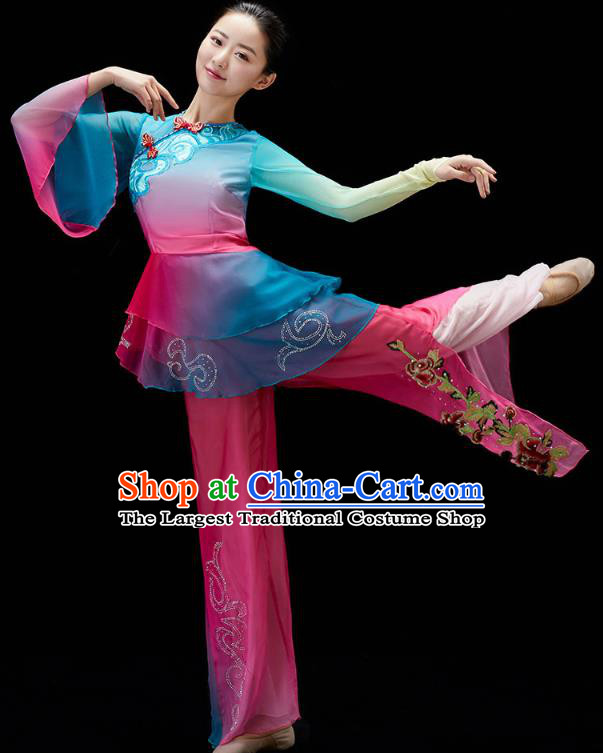 China Yangko Dance Clothing Traditional Folk Dance Umbrella Dance Performance Outfits