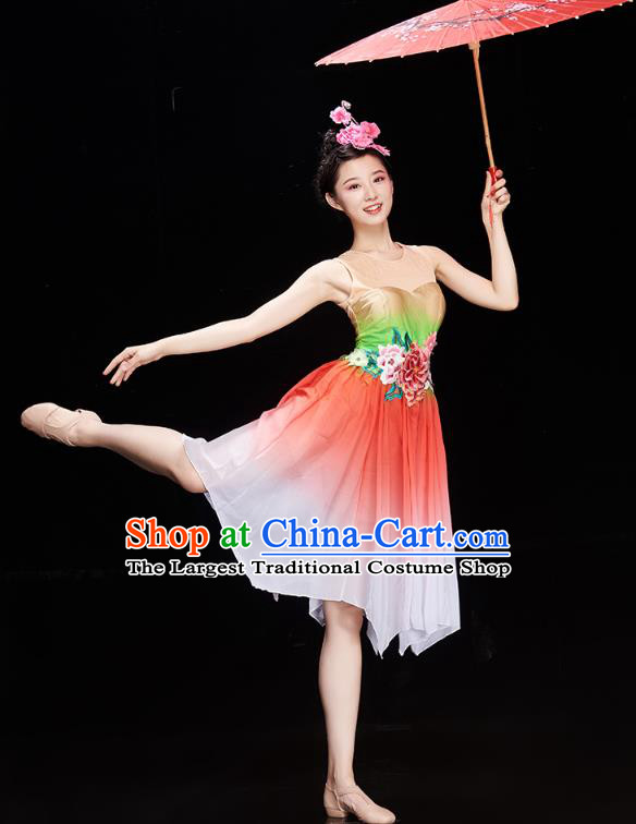 Chinese Modern Dance Group Dance Costume Traditional Spring Festival Gala Opening Dance Short Dress