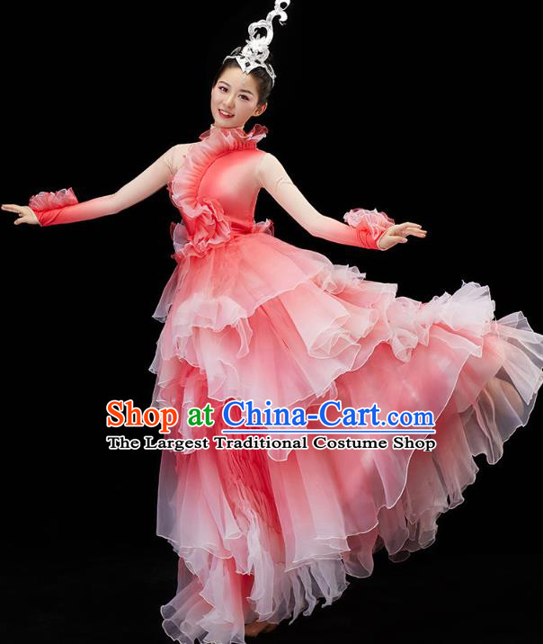 Chinese Flower Dance Modern Dance Costume Traditional Spring Festival Gala Opening Dance Group Dance Red Dress