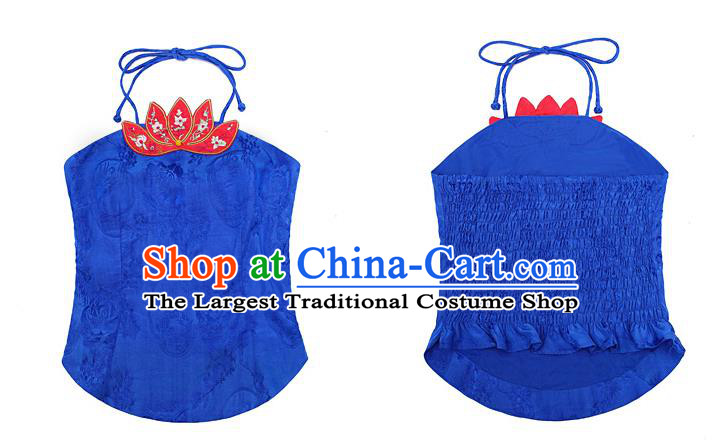 China Traditional Embroidered Royalblue Sun Top Clothing National Tang Suit Upper Outer Garment Stomachers