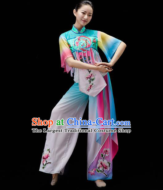 China Fan Dance Embroidered Clothing Traditional Folk Dance Yangko Dance Outfits