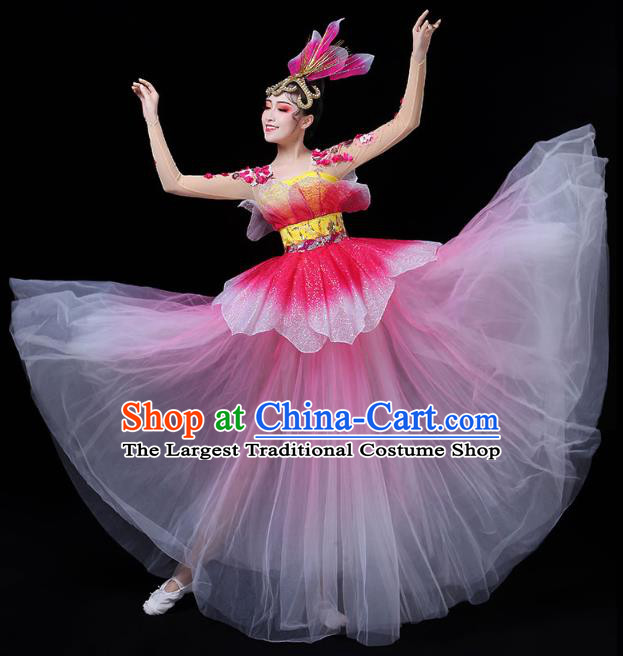 Chinese Modern Dance Peony Dance Pink Dress Traditional Opening Dance Performance Costume