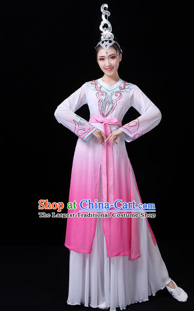 China Classical Dance Dress Traditional Woman Dance Costume Umbrella Dance Clothing and Headwear