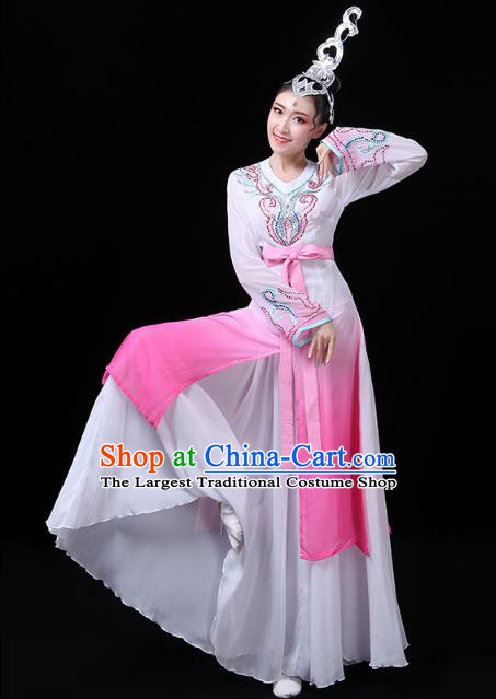 China Classical Dance Dress Traditional Woman Dance Costume Umbrella Dance Clothing and Headwear