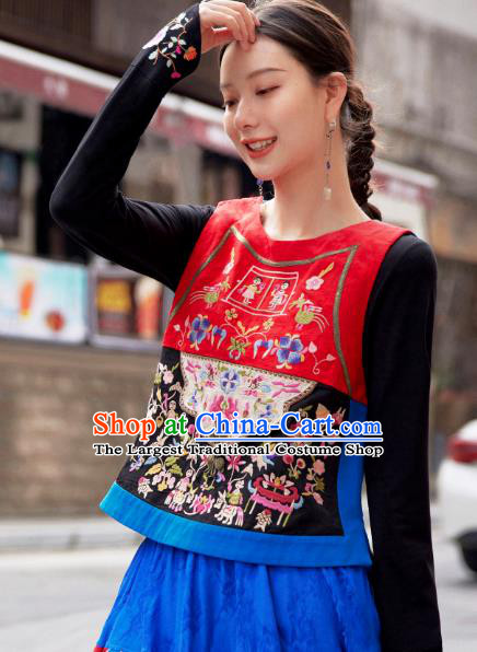 China Traditional Embroidered Waistcoat Clothing National Vest Tang Suit Upper Outer Garment