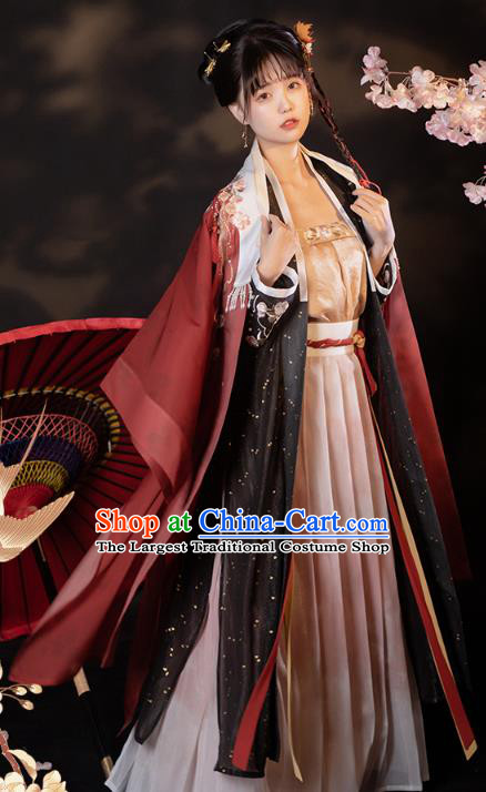 China Traditional Song Dynasty Young Beauty Historical Costumes Ancient Palace Princess Hanfu Dress
