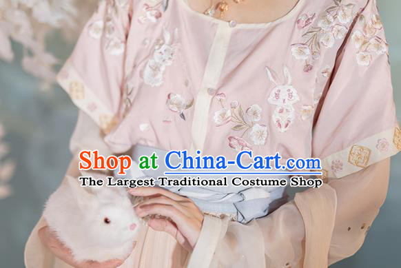 China Ancient Young Girl Hanfu Dress Traditional Tang Dynasty Village Lady Historical Clothing