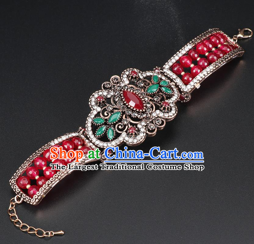 India Belly Dance Wristlet Accessories Asian Indian Folk Dance Performance Red Bracelet
