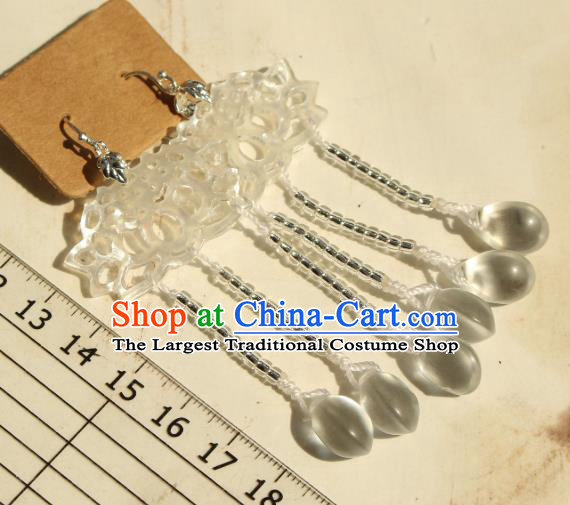 China Classical Cheongsam Ear Jewelry Handmade National Carving Lotus Earrings