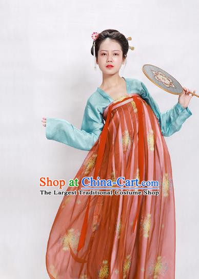 China Ancient Palace Lady Hanfu Dress Traditional Tang Dynasty Nobility Woman Historical Clothing