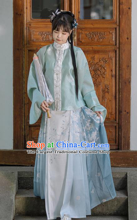 China Ancient Ming Dynasty Patrician Lady Historical Clothing Traditional Hanfu Dress Apparels Full Set