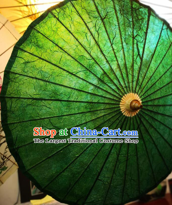 China Traditional Hanfu Deep Green Oilpaper Umbrella Hand Umbrella Classical Dance Oil Paper Umbrella