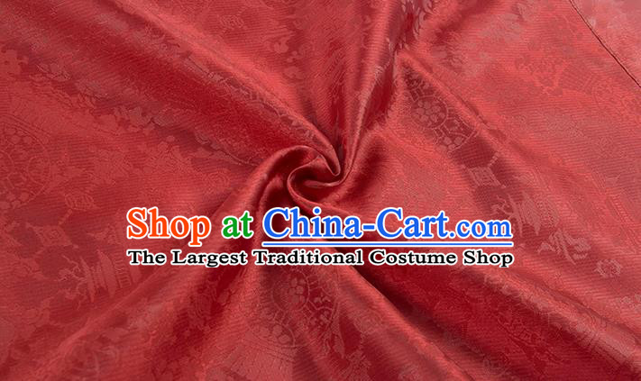 China Ancient Ming Dynasty Imperial Countess Historical Clothing Traditional Hanfu Red Brocade Robe