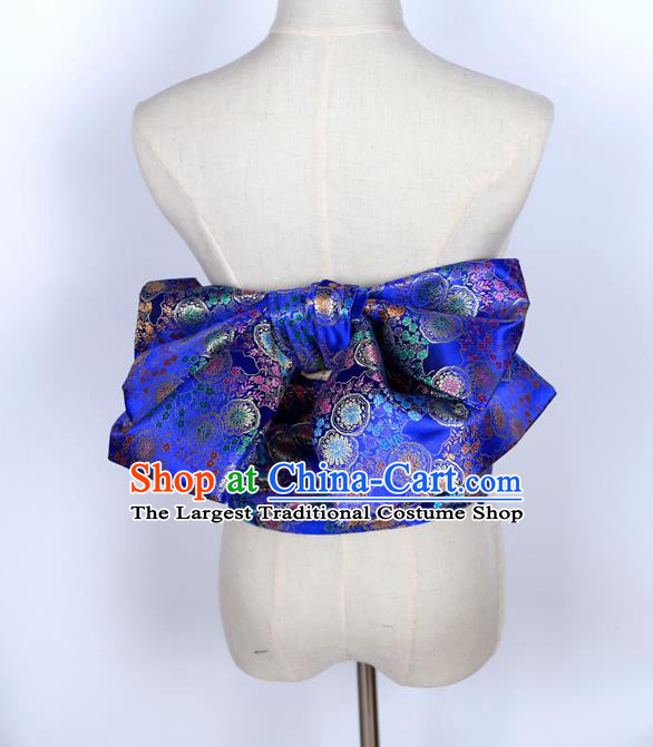 Japan Traditional Yukata Waistband Japanese Kimono Royalblue Brocade Belt