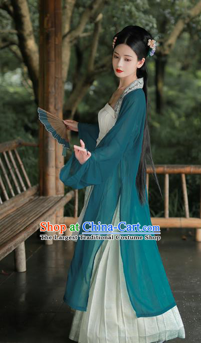 China Ancient Young Beauty Hanfu Dress Clothing Song Dynasty Noble Lady Historical Costumes