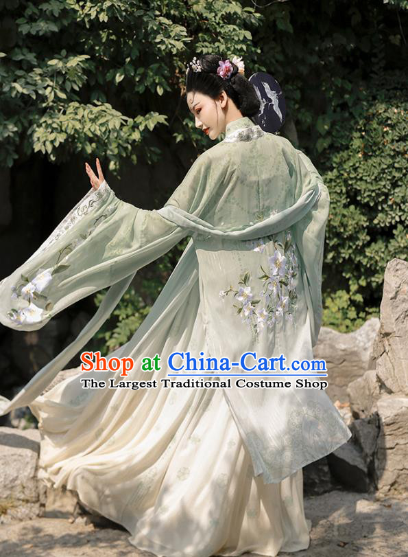 China Traditional Tang Dynasty Imperial Concubine Historical Clothing Ancient Court Beauty Green Hanfu Dress Complete Set