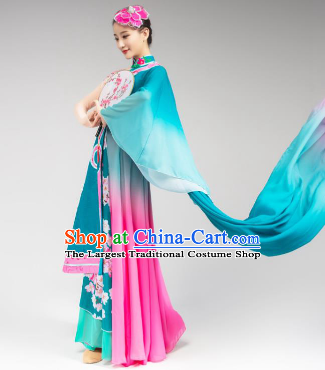 Chinese Classical Dance Green Outfits Palace Fan Dance Dress Traditional Stage Performance Costumes