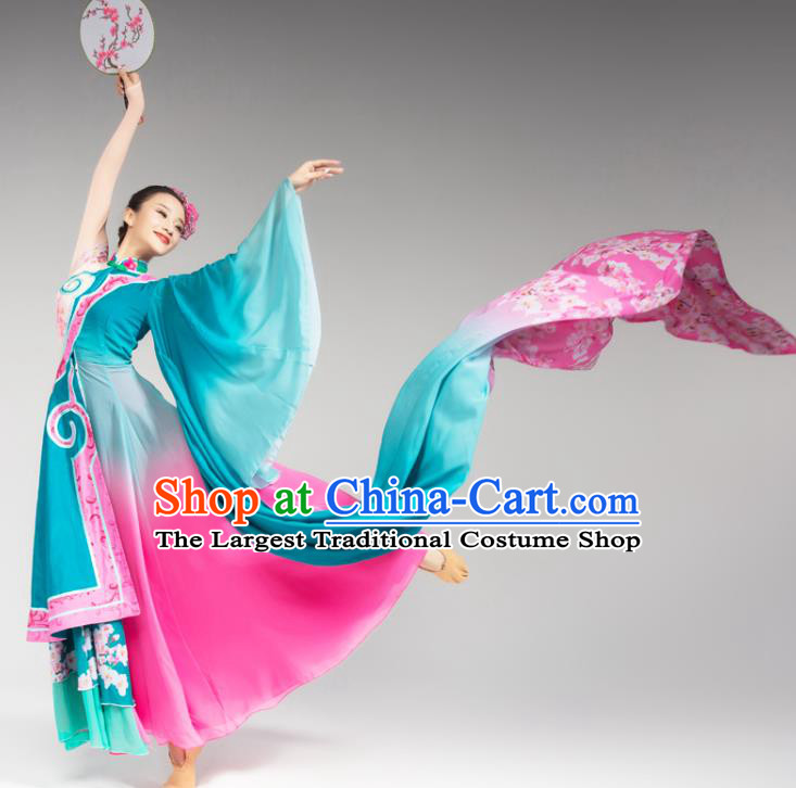 Chinese Classical Dance Green Outfits Palace Fan Dance Dress Traditional Stage Performance Costumes