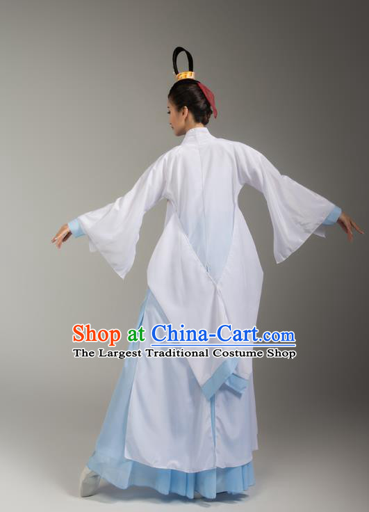 China Korean Ethnic Stage Performance Blue Dress Outfits Traditional Korean Nationality Folk Dance Clothing and Headdress