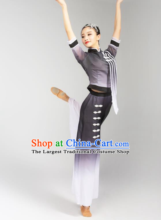 China Fan Dance Yangko Dance Clothing Folk Dance Grey Uniforms