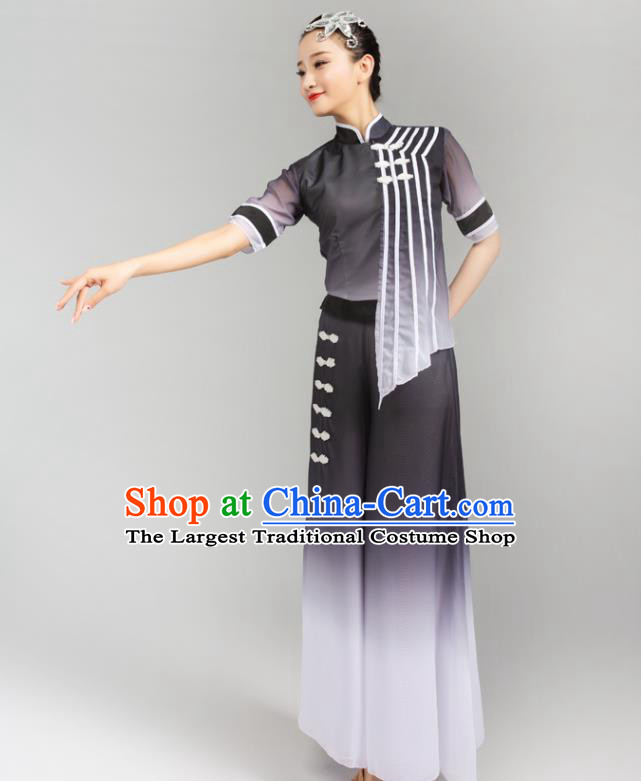 China Fan Dance Yangko Dance Clothing Folk Dance Grey Uniforms