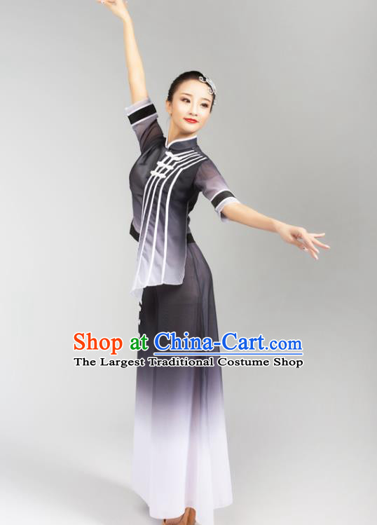 China Fan Dance Yangko Dance Clothing Folk Dance Grey Uniforms