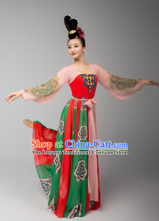 Chinese Court Dance Hanfu Dress Traditional Classical Dance Performance Costumes and Headdress