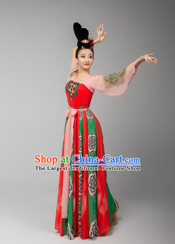 Chinese Court Dance Hanfu Dress Traditional Classical Dance Performance Costumes and Headdress