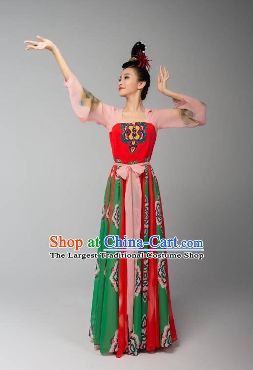 Chinese Court Dance Hanfu Dress Traditional Classical Dance Performance Costumes and Headdress