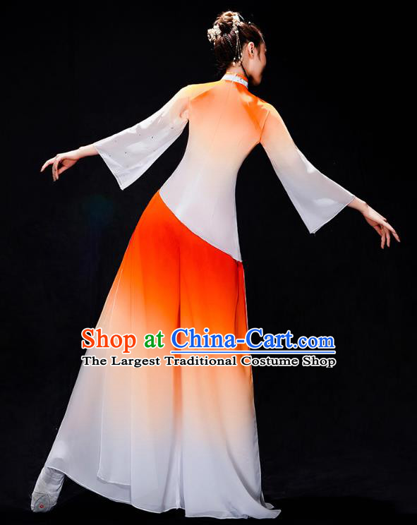 China Folk Dance Performance Orange Uniforms Fan Dance Yangko Dance Clothing