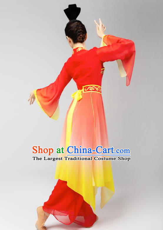 Chinese Jinghong Dance Dress Traditional Court Dance Performance Costumes Classical Dance Embroidered Phoenix Red Outfits