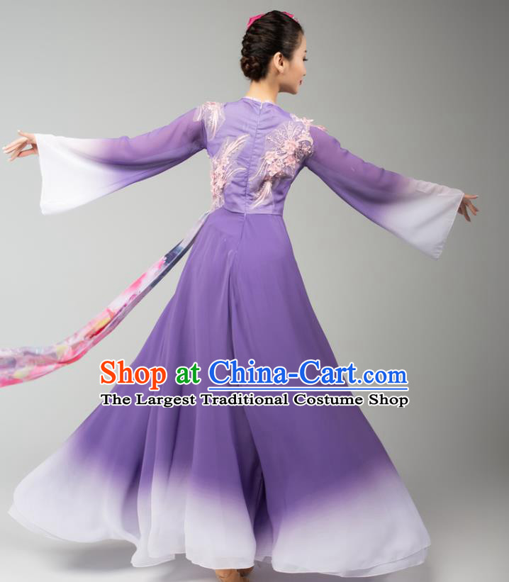 Chinese Umbrella Dance Violet Dress Traditional Fan Dance Performance Costumes Classical Dance Clothing
