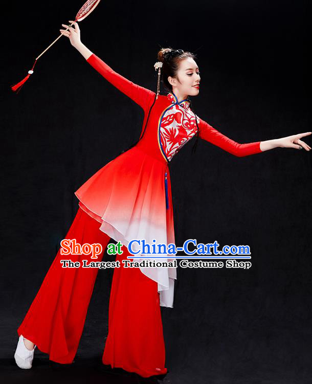 China Yangko Dance Red Uniforms Fan Dance Stage Performance Clothing Folk Dance Drum Dance Costume