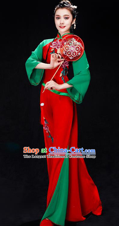 China Fan Dance Performance Clothing Folk Dance Group Dance Costume Yangko Dance Red Uniforms