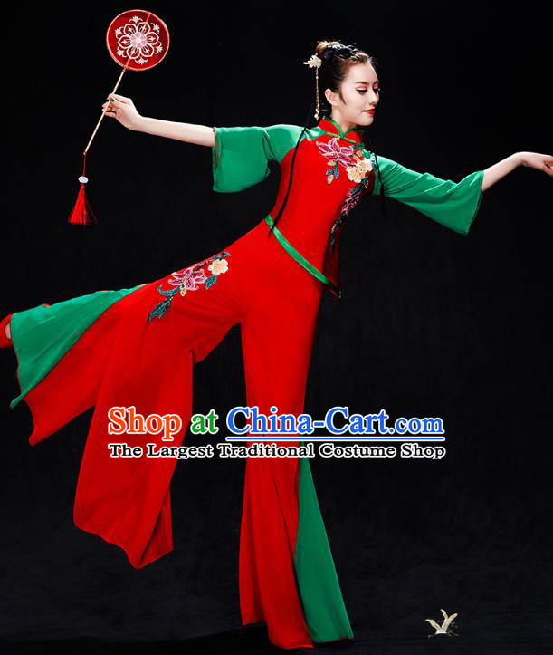 China Fan Dance Performance Clothing Folk Dance Group Dance Costume Yangko Dance Red Uniforms