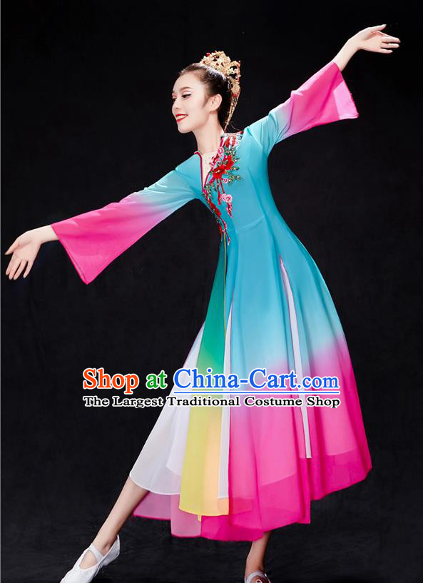 Chinese Woman Solo Dance Dress Traditional Umbrella Dance Clothing Classical Dance Costumes