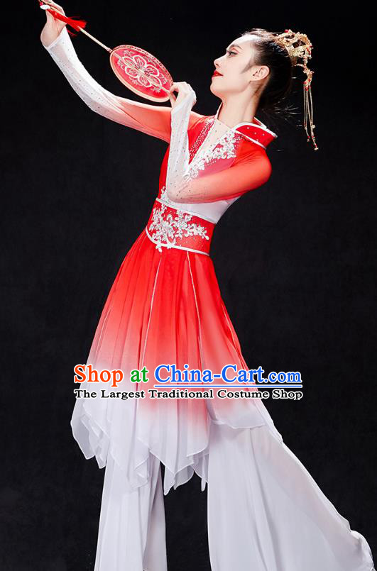 China Stage Performance Clothing Folk Dance Fan Dance Costume Yangko Dance Red Uniforms