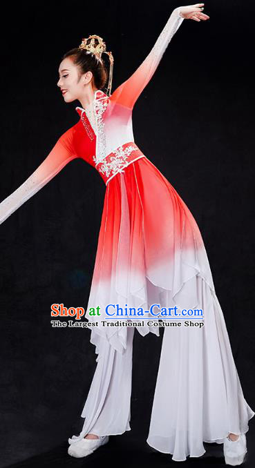 China Stage Performance Clothing Folk Dance Fan Dance Costume Yangko Dance Red Uniforms
