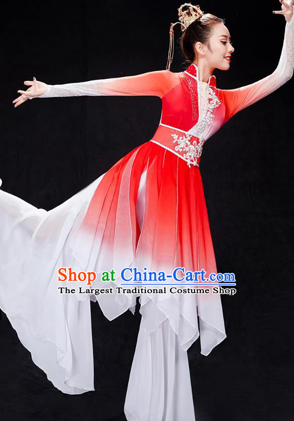 China Stage Performance Clothing Folk Dance Fan Dance Costume Yangko Dance Red Uniforms