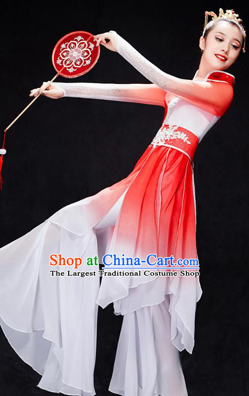 China Stage Performance Clothing Folk Dance Fan Dance Costume Yangko Dance Red Uniforms