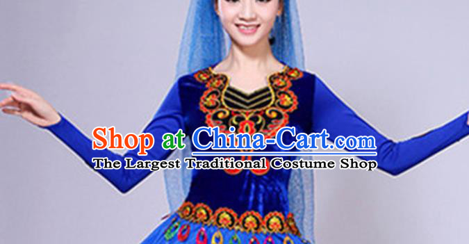 Chinese Traditional Xinjiang Ethnic Minority Folk Dance Costume Uighur Nationality Performance Dress