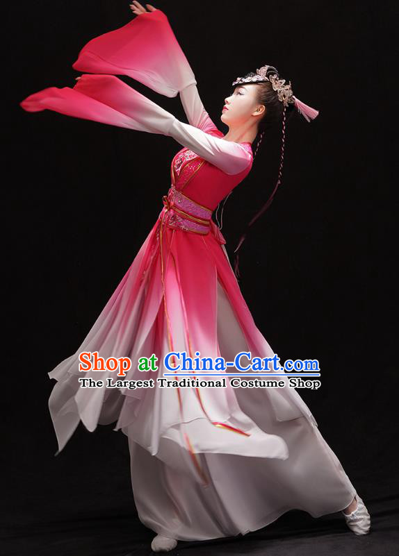 Chinese Traditional Water Sleeve Dance Dress Classical Dance Clothing Umbrella Dance Pink Outfits