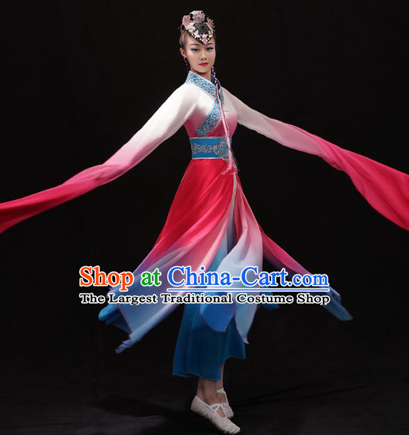 Chinese Classical Dance Jinghong Clothing Umbrella Dance Outfits Traditional Water Sleeve Dance Dress