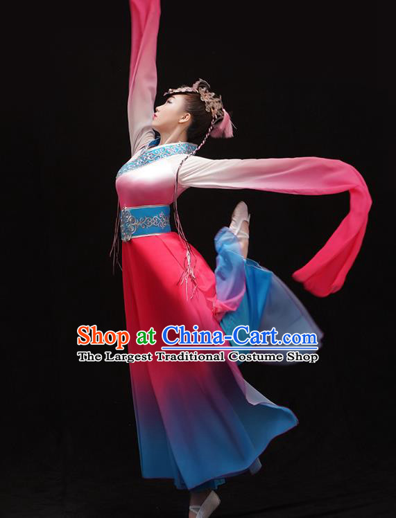 Chinese Classical Dance Jinghong Clothing Umbrella Dance Outfits Traditional Water Sleeve Dance Dress