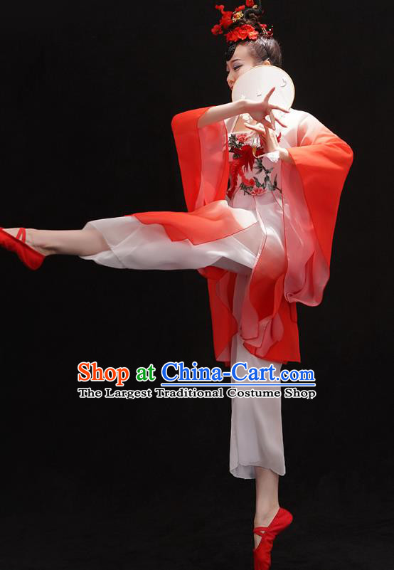 Chinese Palace Fan Dance Red Outfits Traditional Umbrella Dance Dress Classical Dance Clothing