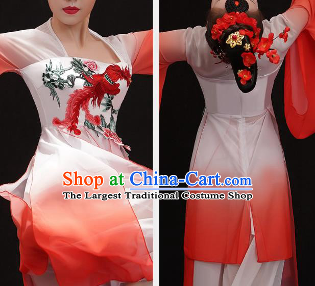 Chinese Palace Fan Dance Red Outfits Traditional Umbrella Dance Dress Classical Dance Clothing