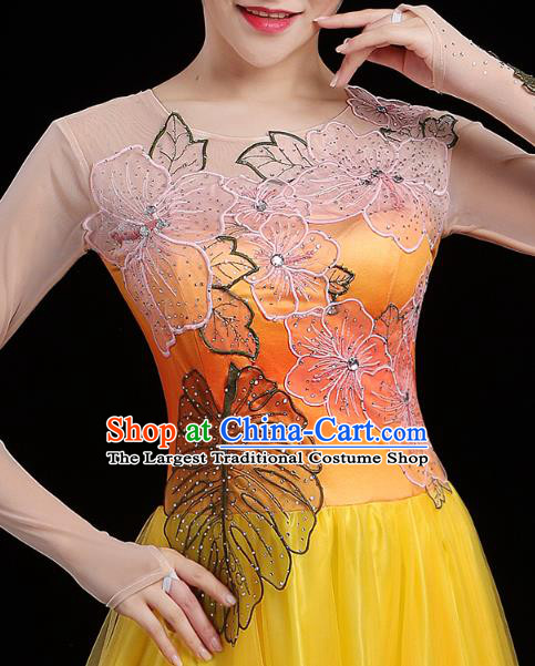 China Chorus Performance Yellow Dress Spring Festival Gala Opening Dance Costume Modern Dance Clothing